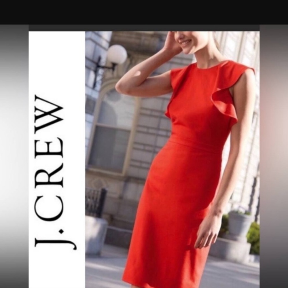J Crew Sheslth Dress in Firey Red Sunset Size 2
